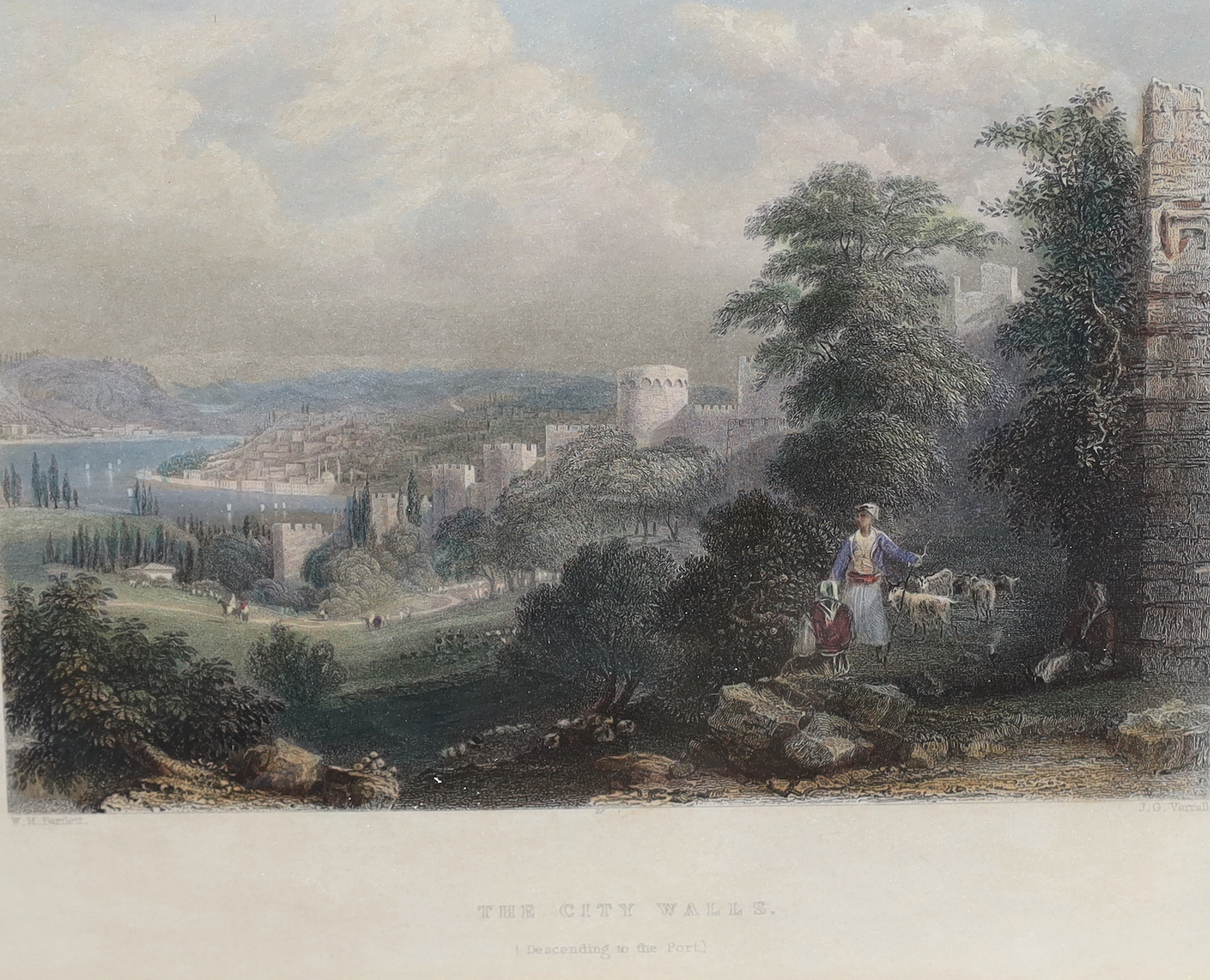 William Henry Bartlett (1809-1854), pair of colour engravings, 'The City walls, descending to the port' and 'View from the Ocmeidan', each 16 x 20cm